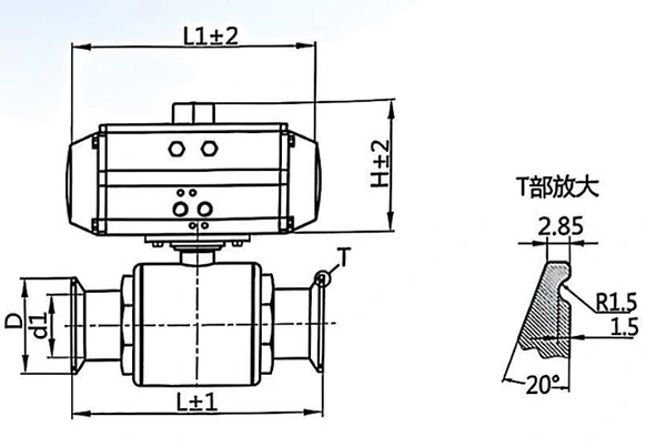 Sanitary Manual Pneumatic Full Bore 2-Piece Ball Valve